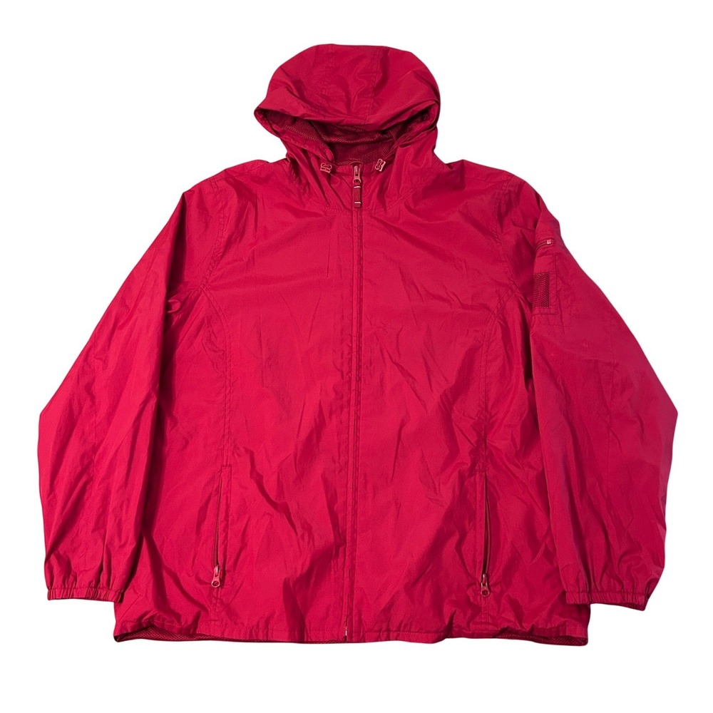 Vintage Old Navy Hooded Windbreaker Womens XXL Red Y2K Full Zip Jacket
